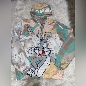 Members Only Mens Windbreaker Jacket Looney Tunes Bugs Bunny - Small